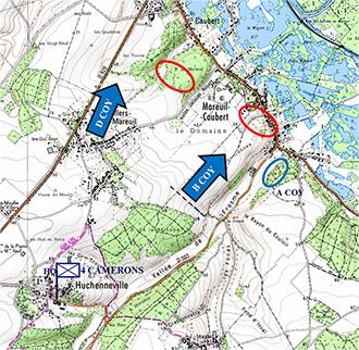 "D" & "C" Coy. Attack positions, Huchenneville