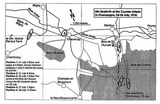 Map 6th Seaforth, Bois de Courton, Jul 1918