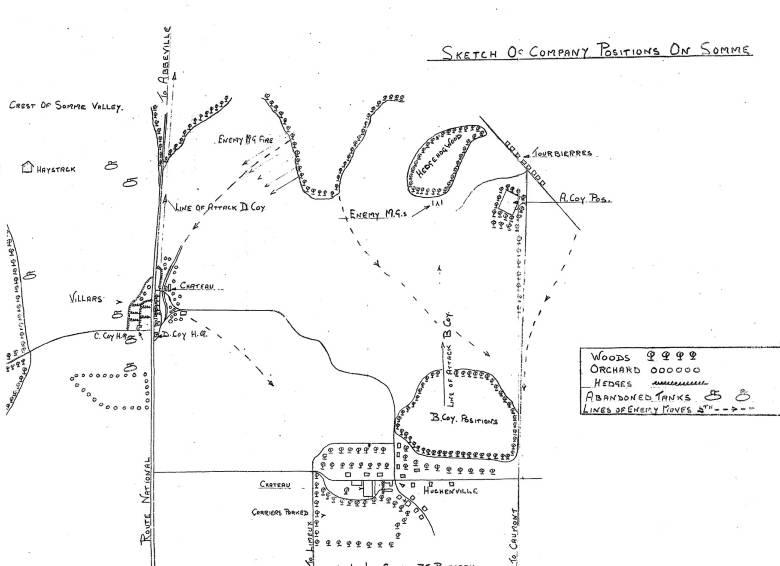 4th Camerons Attack at Huchenneville Sketch Map