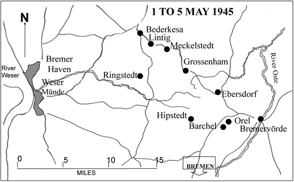Map of area, May 1945